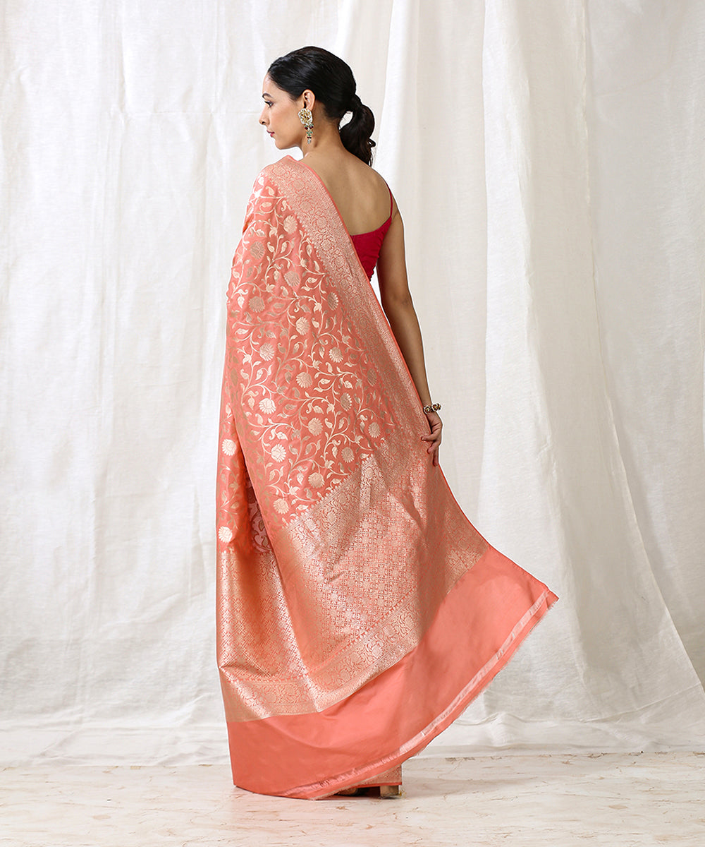 Handloom_Peach_Pure_Katan_Silk_Banarasi_Saree_with_Cutwork_Jaal_WeaverStory_03