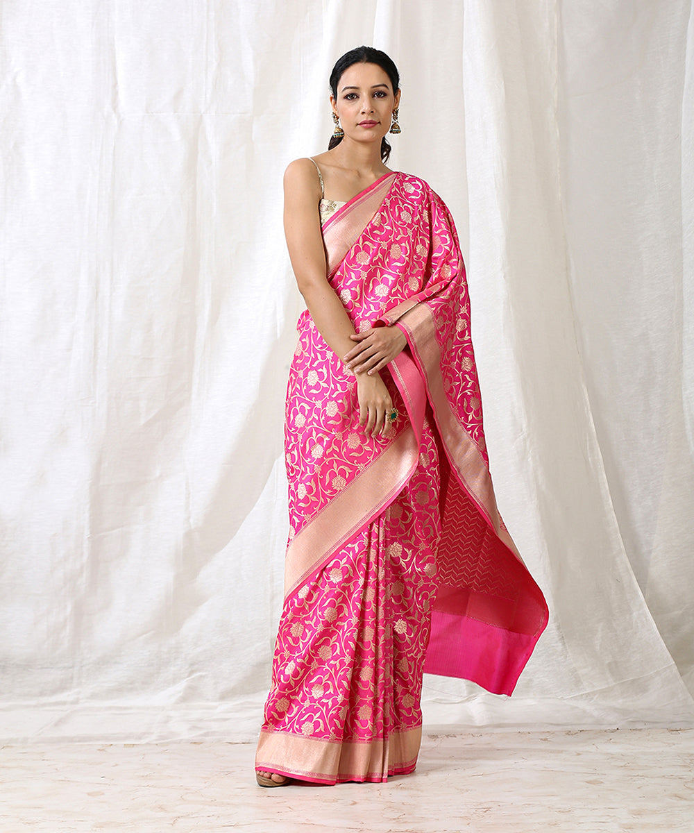 Pink_Handloom_Pure_Katan_Silk_Banarasi_Saree_with_Cutwork_Jaal_WeaverStory_02