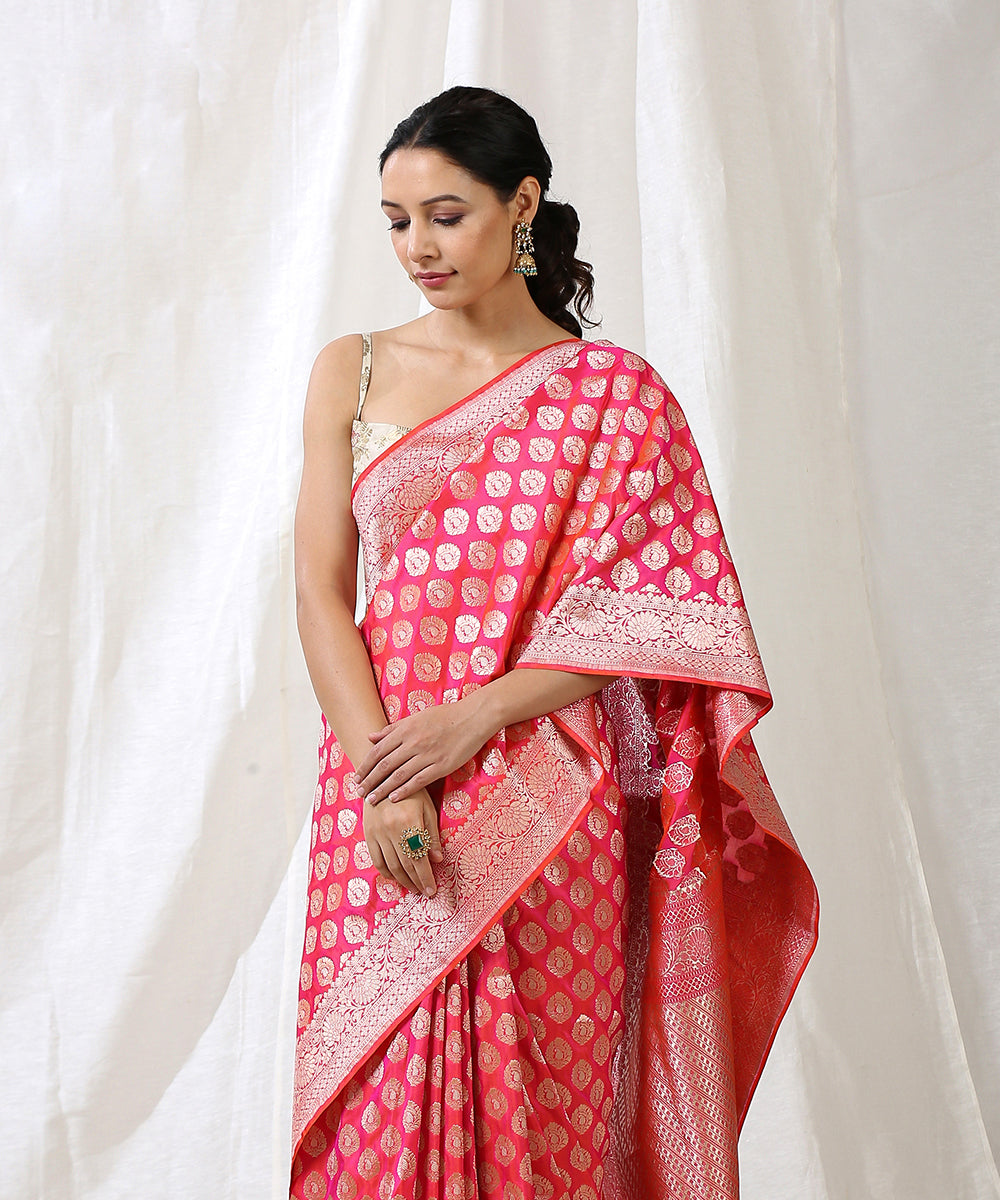 Pink_Handloom_Pure_Katan_Silk_Banarasi_Saree_with_Cutwork_Mughal_Booti_WeaverStory_01