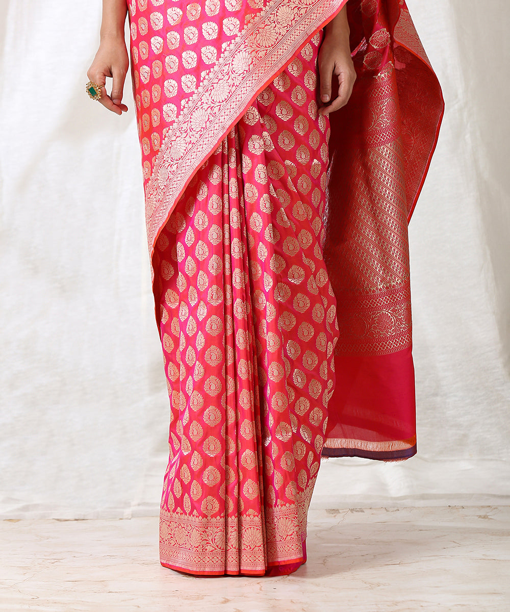 Pink_Handloom_Pure_Katan_Silk_Banarasi_Saree_with_Cutwork_Mughal_Booti_WeaverStory_04