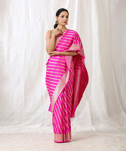 Hot_Pink_Handloom_Pure_Katan_Silk_Banarasi_Saree_with_Cutwork_Diagonal_Bel_WeaverStory_02