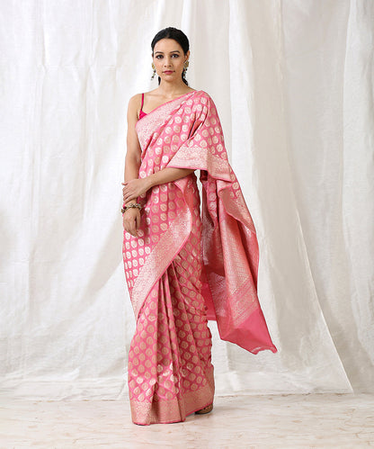 Handloom_Rose_Pink_Pure_Katan_Silk_Banarasi_Saree_with_Cutwork_Mughal_Booti_WeaverStory_02