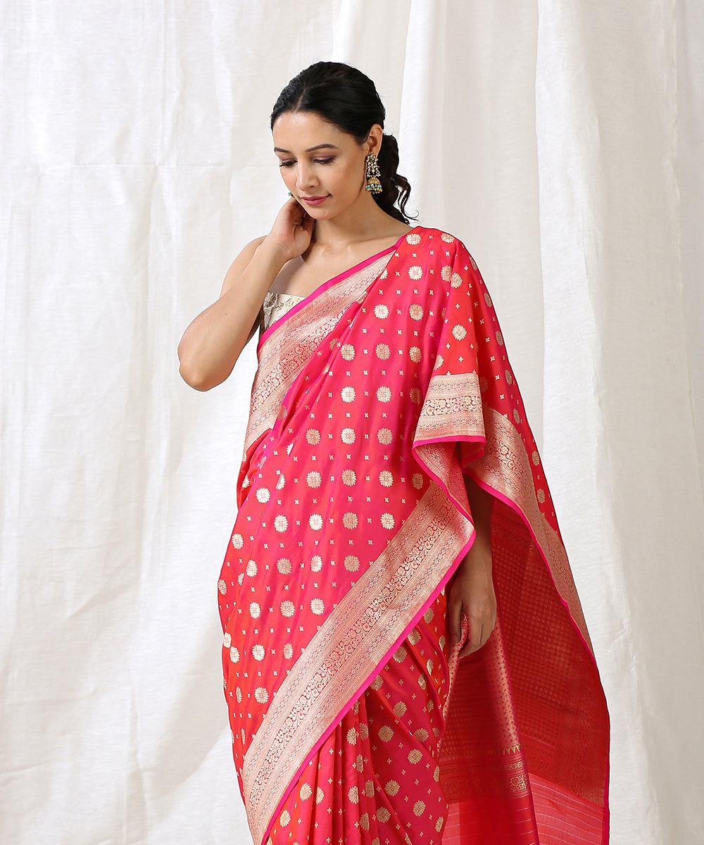 Pink_Handloom_Pure_Katan_Silk_Banarasi_Saree_with_Cutwork_Booti_WeaverStory_01