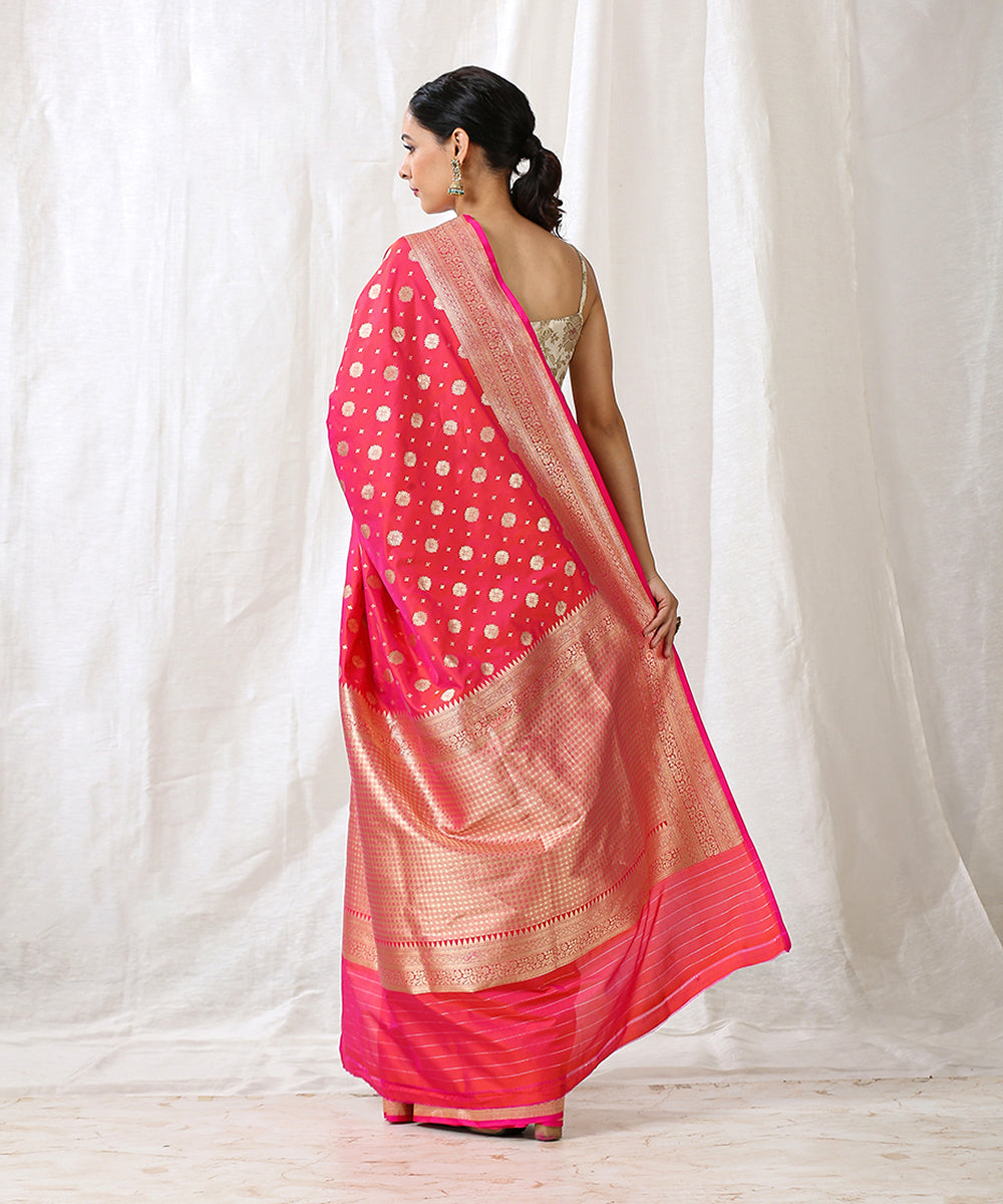 Pink_Handloom_Pure_Katan_Silk_Banarasi_Saree_with_Cutwork_Booti_WeaverStory_03