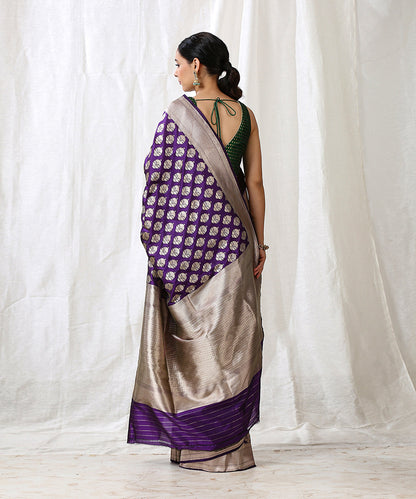 Handloom_Purple_Pure_Katan_Silk_Booti_Banarasi_Saree_With_Checkered_Border_WeaverStory_03