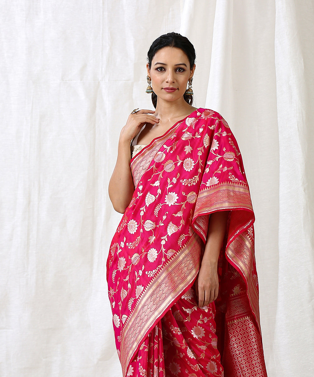 Pink_Handloom_Pure_Katan_Silk_Banarasi_Saree_with_Cutwork_Sona_Rupa_Jaal_WeaverStory_01