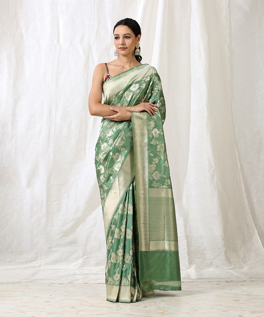 Handloom_Sage_Green_Pure_Katan_Silk_Banarasi_Saree_with_Cutwork_Jaal_WeaverStory_02