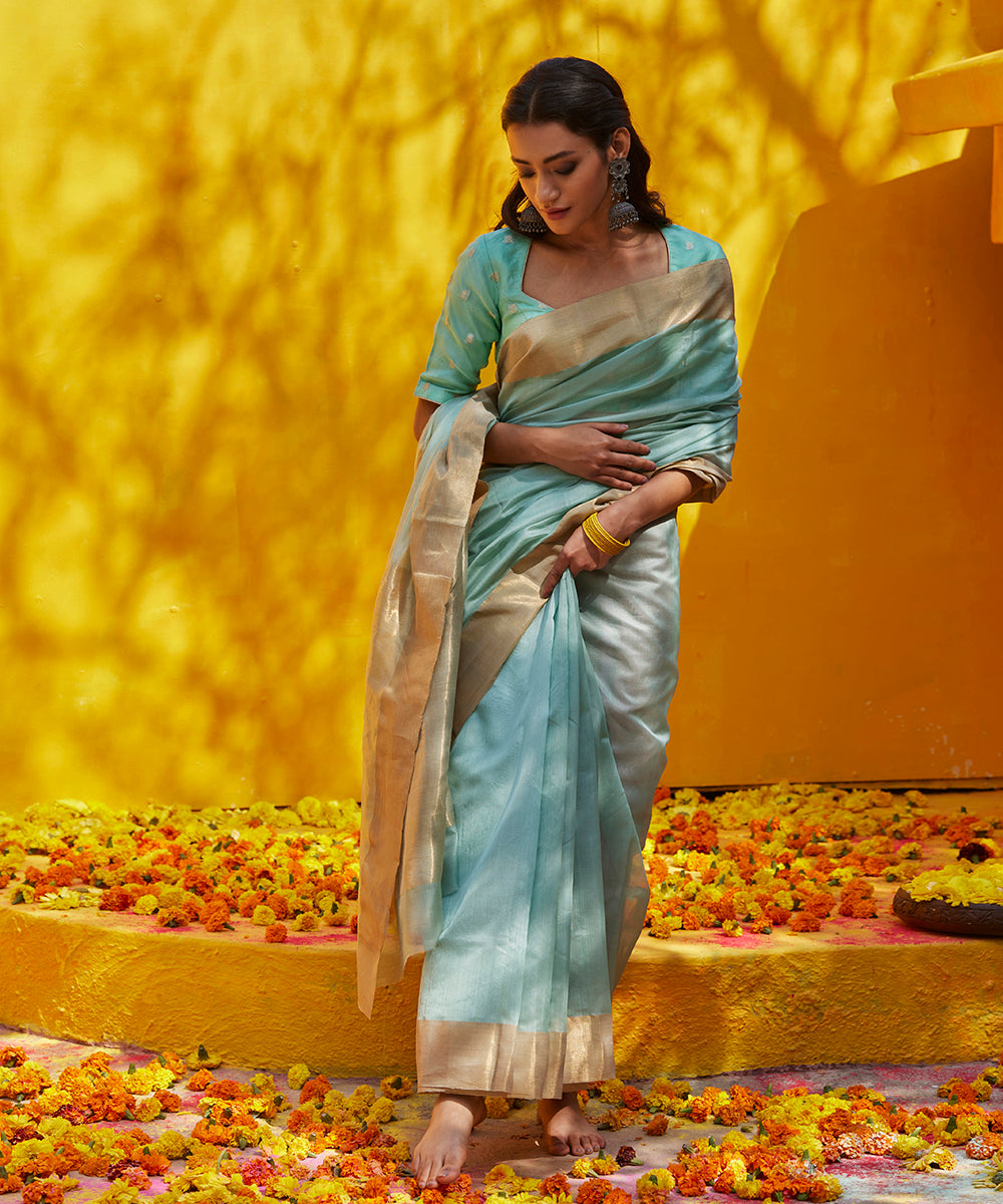 Ice_Blue_Handloom_Pure_Cotton_Chanderi_Saree_With_Zari_Border_WeaverStory_02