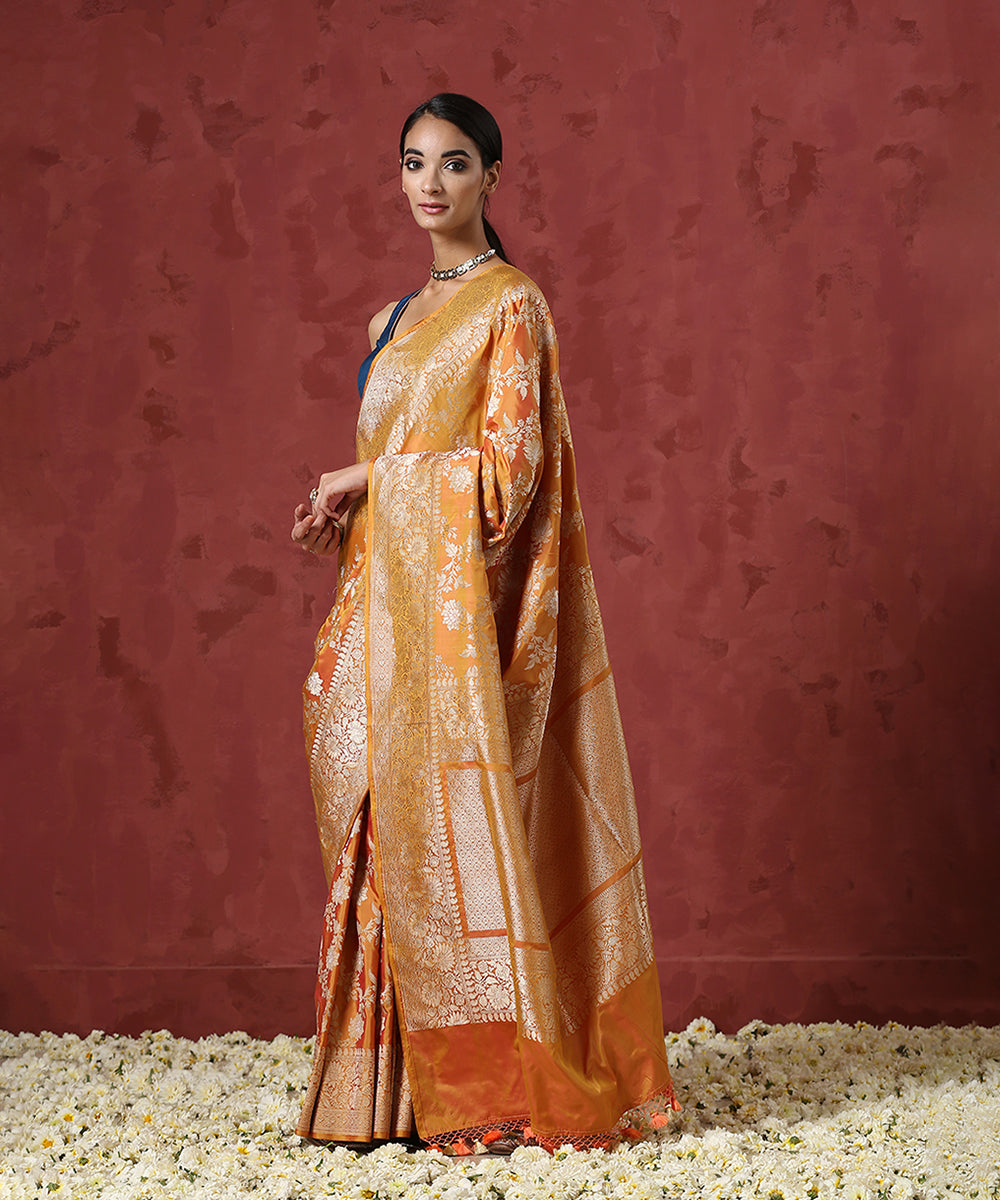 Handloom_Yellow_And_Orange_Pure_Katan_Silk_Banarasi_Saree_with_Kadhwa_Jaal_WeaverStory_02