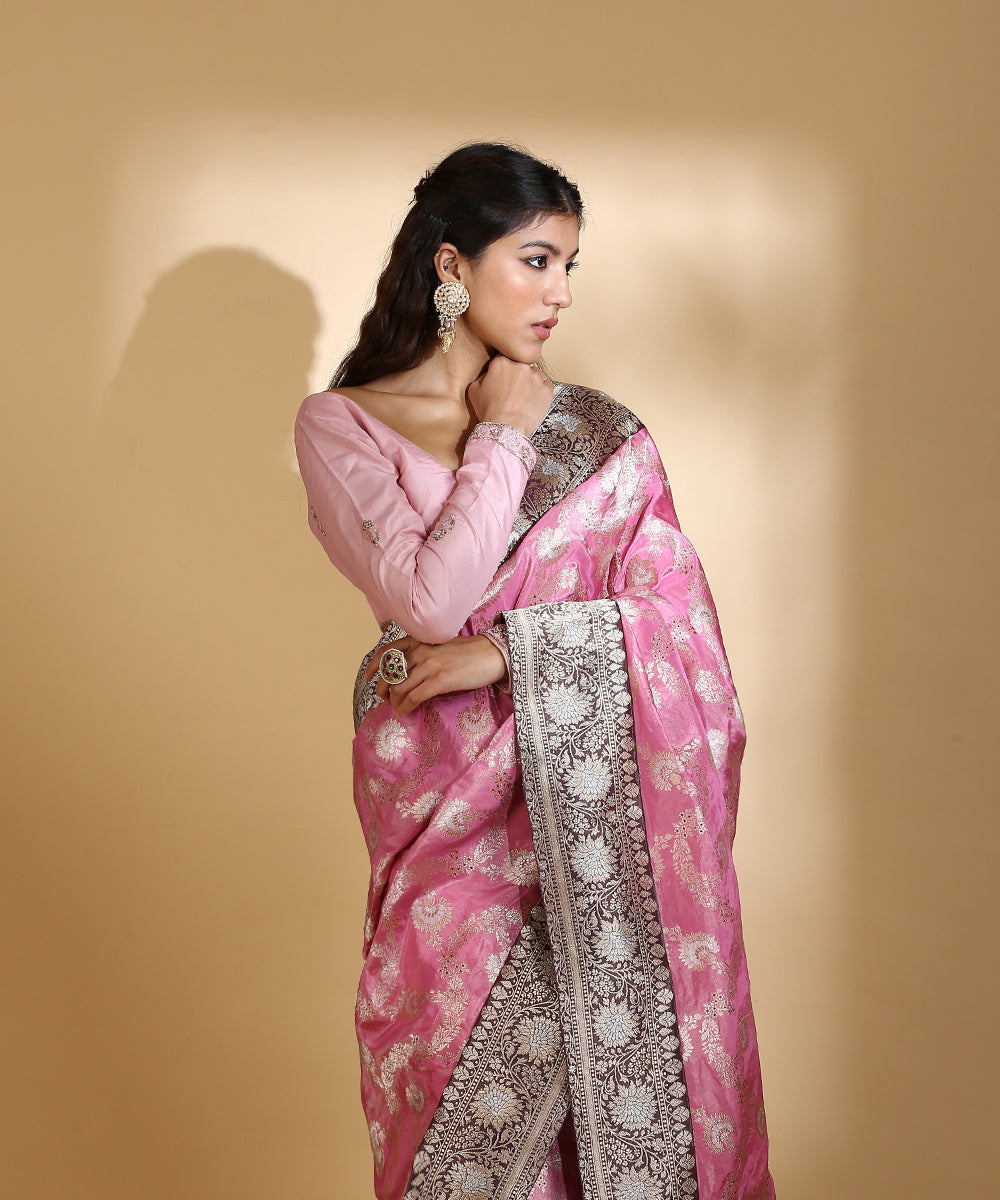 Baby_Pink_Handloom_Pure_Silk_Tissue_Banarasi_Saree_With_Wine_Floral_Border_WeaverStory_01