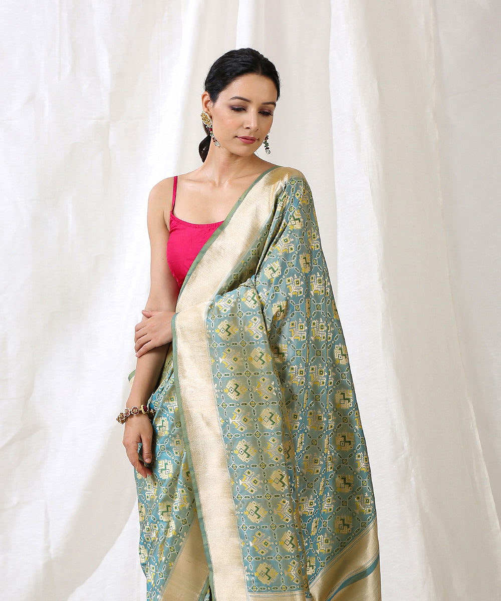 Handloom_Green_Pure_Katan_Silk_Patola_Saree_With_Cutwork_Weave_WeaverStory_01
