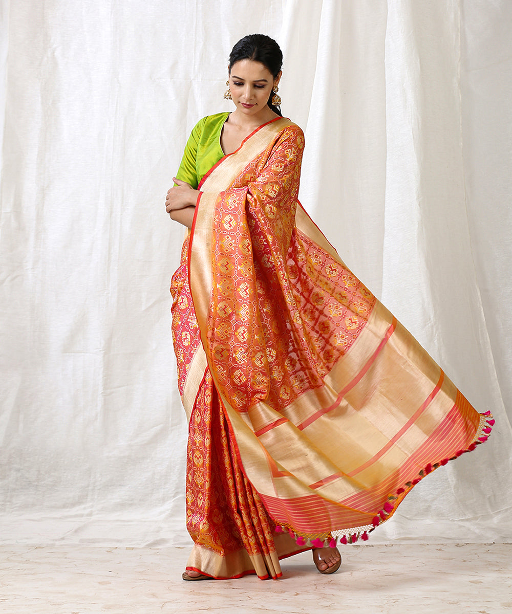 Handloom_Peach_Pure_Katan_Silk_Patola_Saree_With_Cutwork_Weave_WeaverStory_02