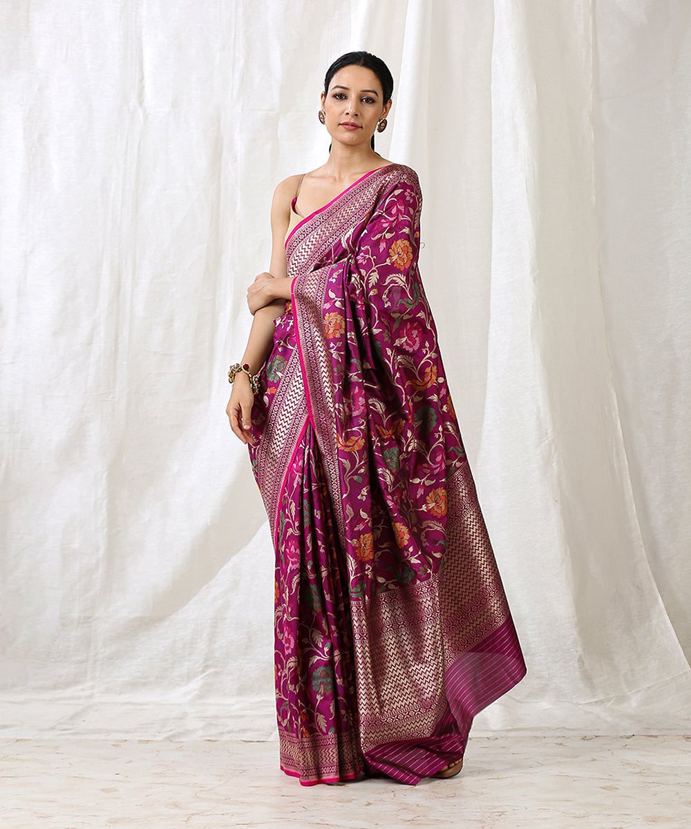 Purple_Handloom_Pure_Katan_Silk_Banarasi_Saree_With_Cutwork_Meenakari_Jaal_WeaverStory_02