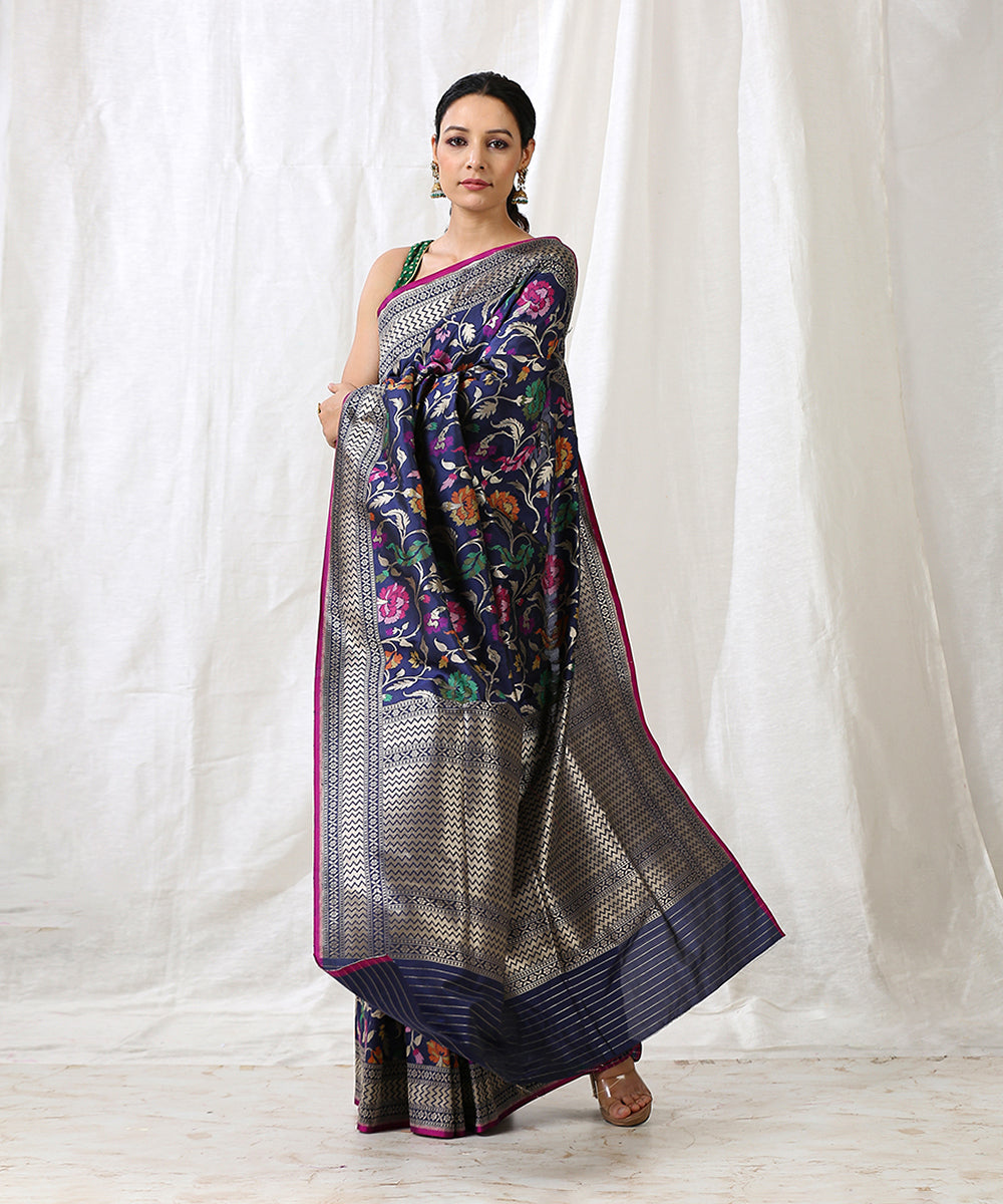 Navy_Blue_Handloom_Pure_Katan_Silk_Banarasi_Saree_With_Cutwork_Meenakari_Jaal_WeaverStory_02