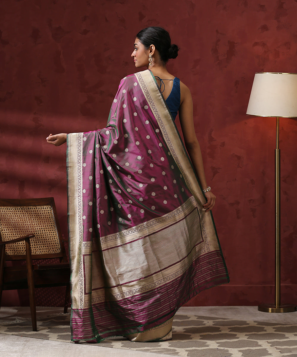 Wine_Handloom_Pure_Katan_Silk_Banarasi_Saree_With_Ginni_Booti_WeaverStory_03