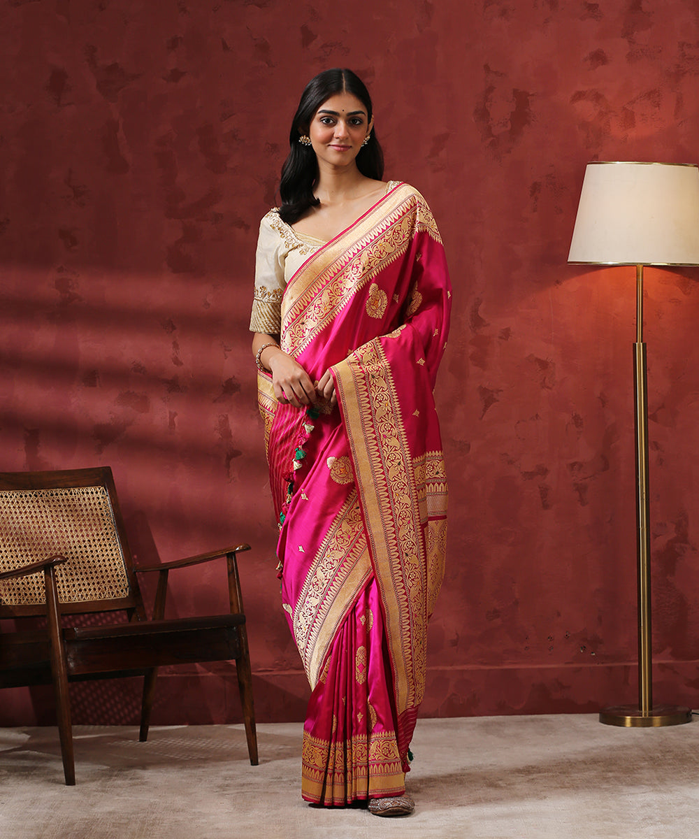 Handloom_Pink_Pure_Katan_Silk_Banarasi_Saree_WeaverStory_02