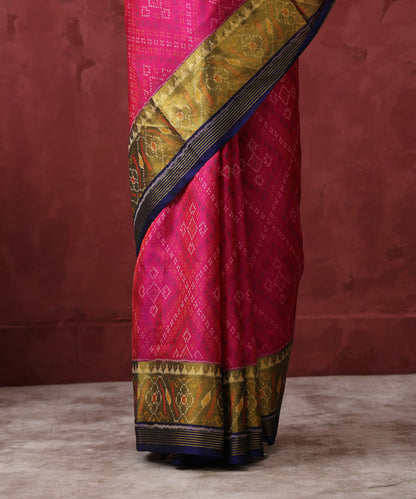 Pink_Handloom_Mulberry_Silk_Patola_Saree_With_Gold_Tissue_Border_WeaverStory_04
