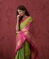 Handloom_Parrot_Green_Mulberry_Silk_Patola_Saree_With_Pink_Border_WeaverStory_01