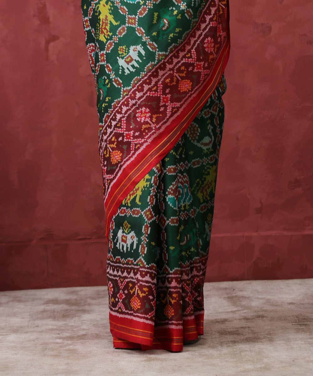 Green_Handloom_Mulberry_Silk_Patola_Saree_With_Red_Border_WeaverStory_04