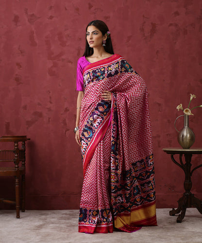 Handloom_Pink_Mulberry_Silk_Patola_Saree_With_Purple_Border_WeaverStory_02