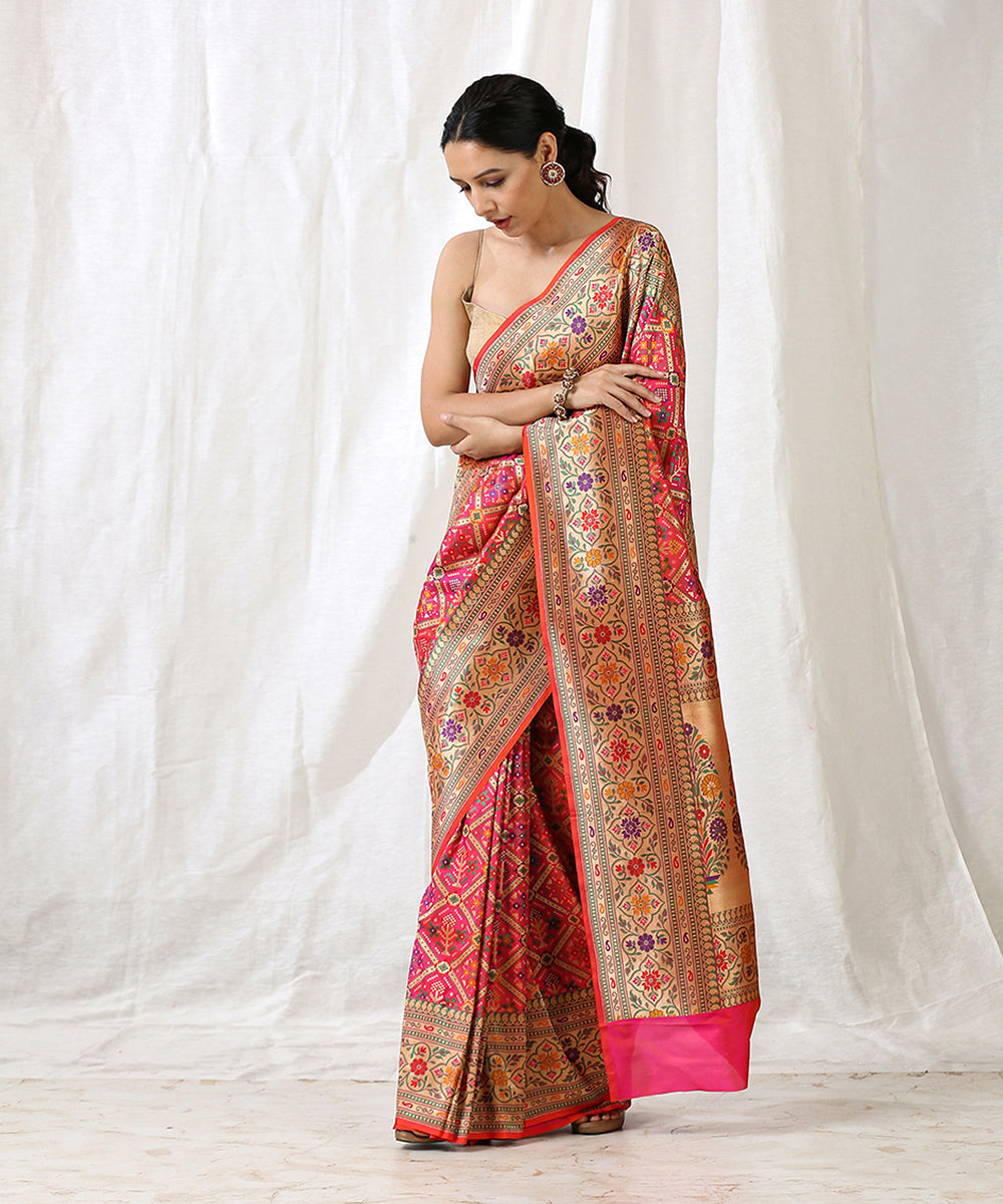 Handloom_Pink_Pure_Katan_Silk_Katan_Patola_Banarasi_Saree_with_Cutwork_Weave_WeaverStory_02