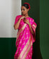 Handloom_Pink_Pure_Katan_Silk_Banarasi_Saree_With_Meenakari_And_Double_Border_WeaverStory_01