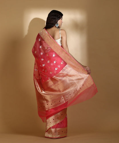 Peach_Handloom_Kora_Silk_Banarasi_Saree_With_Gold_And_Silver_Kadhwa_Booti_WeaverStory_03