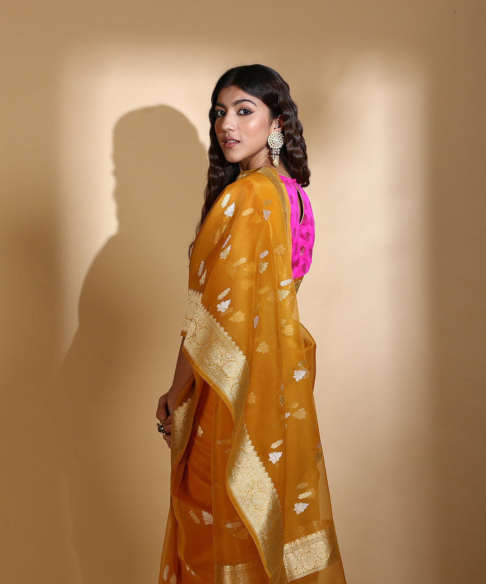 Mustard_Handloom_Kora_Silk_Banarasi_Saree_With_Gold_And_Silver_Kadhwa_Booti_WeaverStory_01