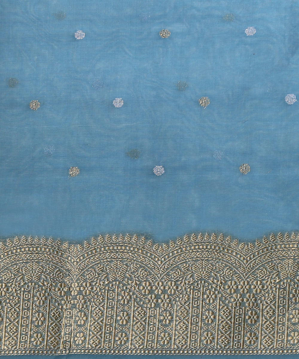 Light_Blue_Handloom_Kora_Silk_Banarasi_Saree_With_Zari_Ambi_Booti_and_Scalloped_Border_WeaverStory_05