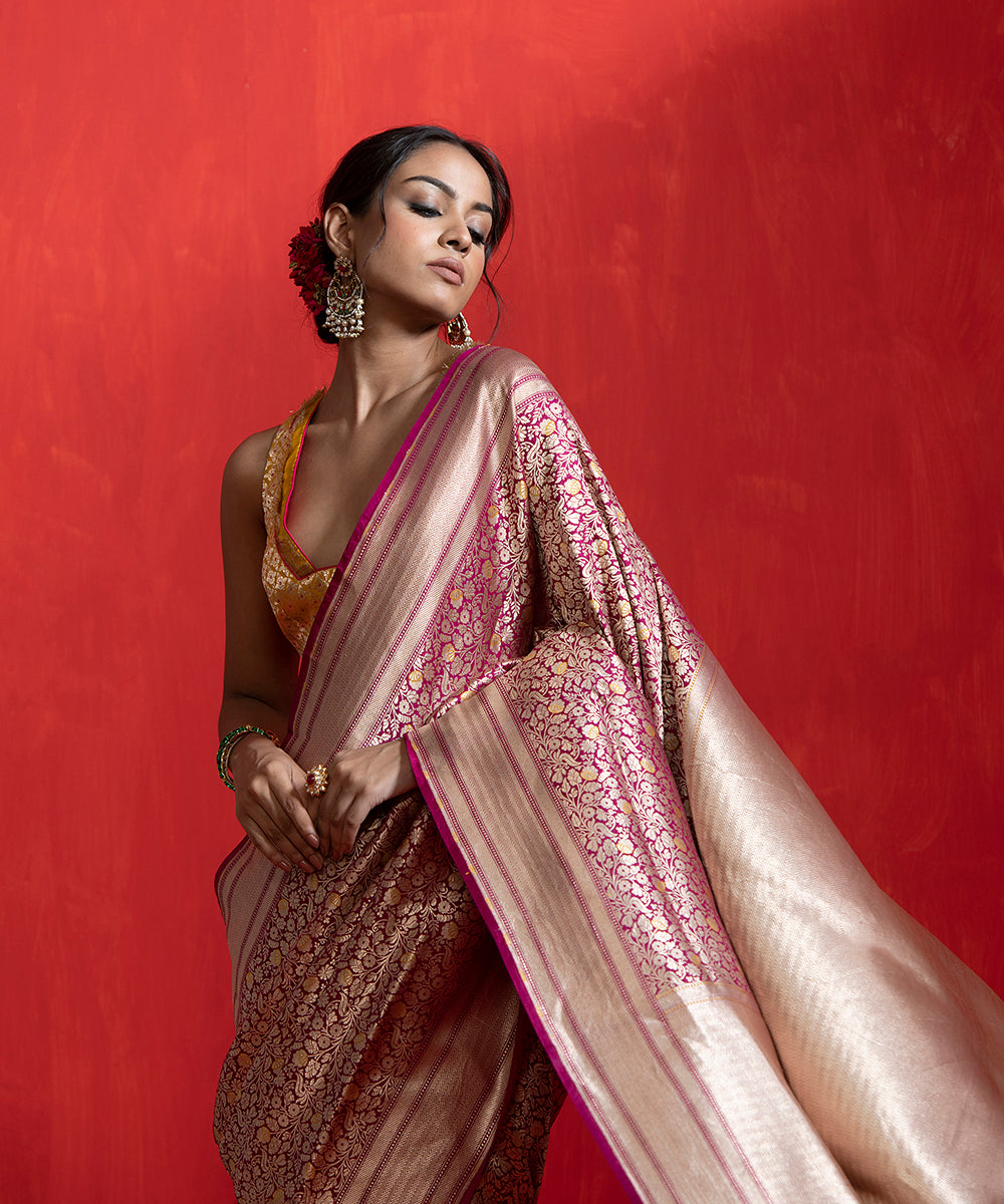 Wine_Handloom_Gul_Kimkhab_Pure_Katan_Silk_Banarasi_Saree_WeaverStory_01