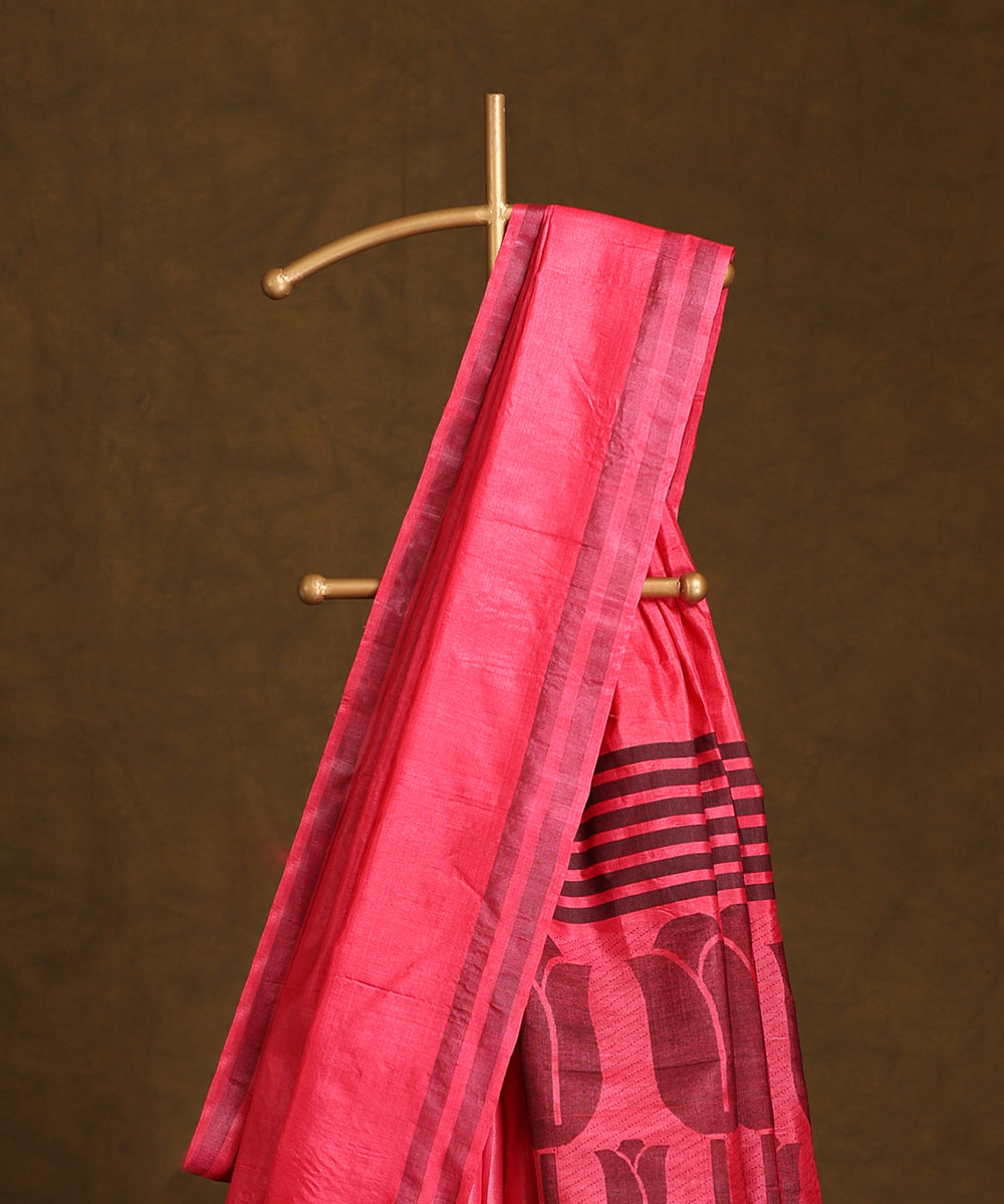 Handloom_Pink_Pure_Kosa_Silk_Saree_With_Lotus_Motifs_On_Pallu_WeaverStory_02