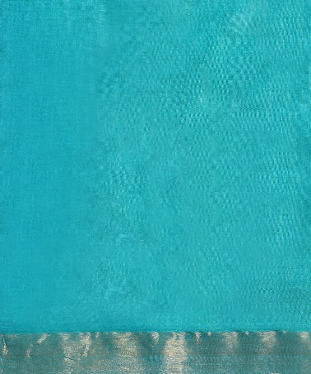 Handloom_Sea_Green_Pure_Kosa_Silk_Saree_With_Golden_Zari_Work_In_Border_WeaverStory_02