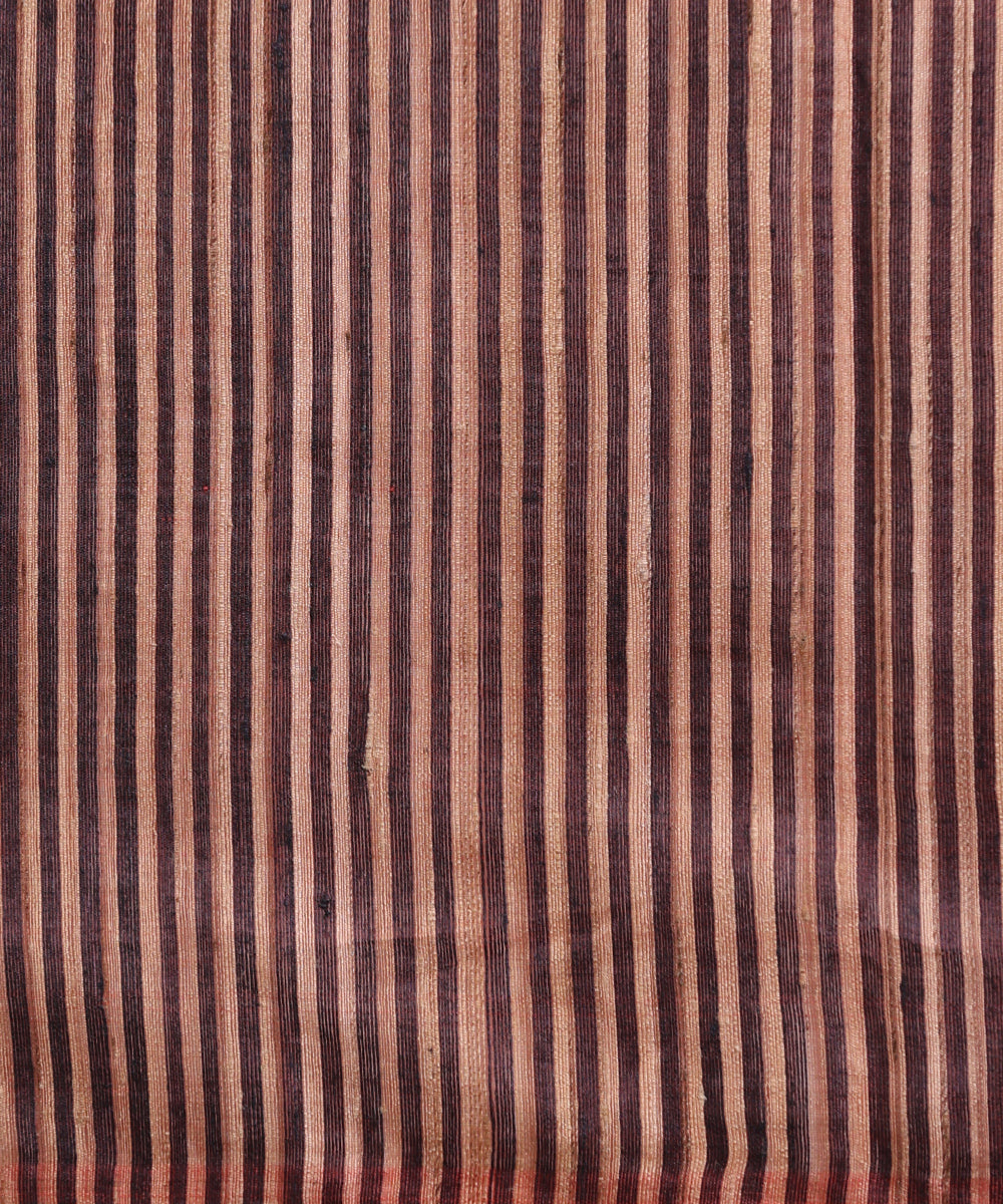 Wine_Handloom_Pure_Kosa_Silk_Saree_With_Stripes_And_Temple_Border_WeaverStory_05