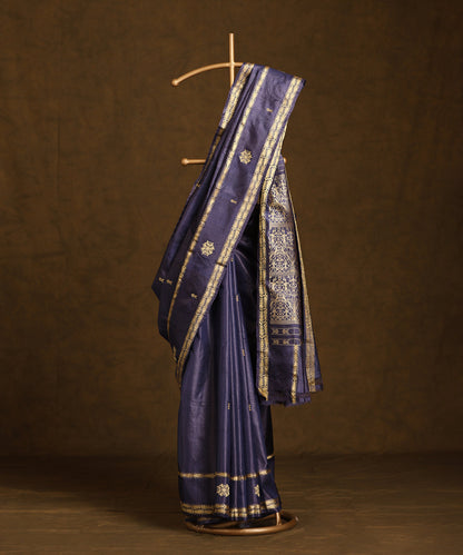 Navy_Blue_Handloom_Pure_Kosa_Silk_Saree_With_Intricate_Zari_Border_And_Pallu_WeaverStory_01