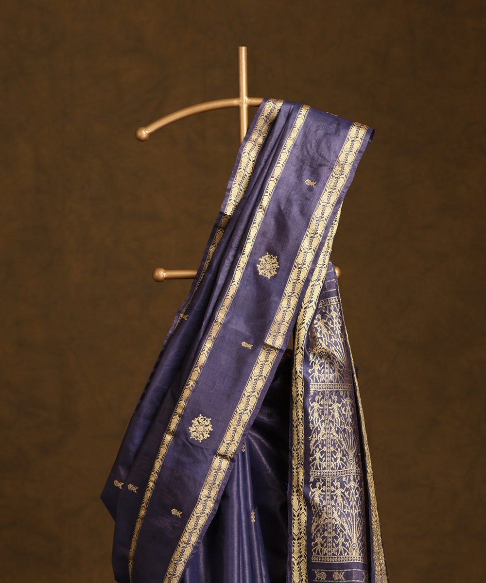 Navy_Blue_Handloom_Pure_Kosa_Silk_Saree_With_Intricate_Zari_Border_And_Pallu_WeaverStory_02