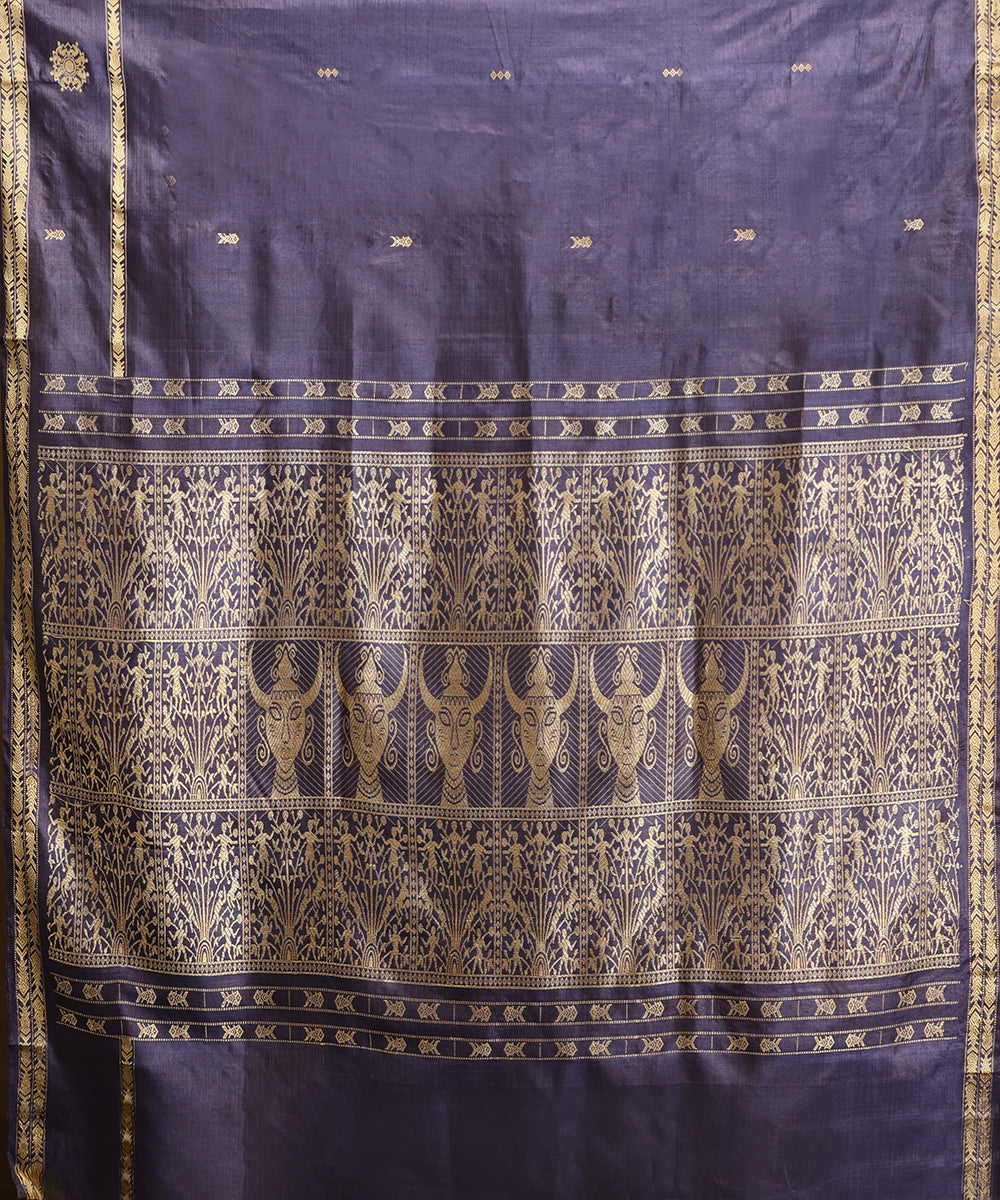 Navy_Blue_Handloom_Pure_Kosa_Silk_Saree_With_Intricate_Zari_Border_And_Pallu_WeaverStory_05