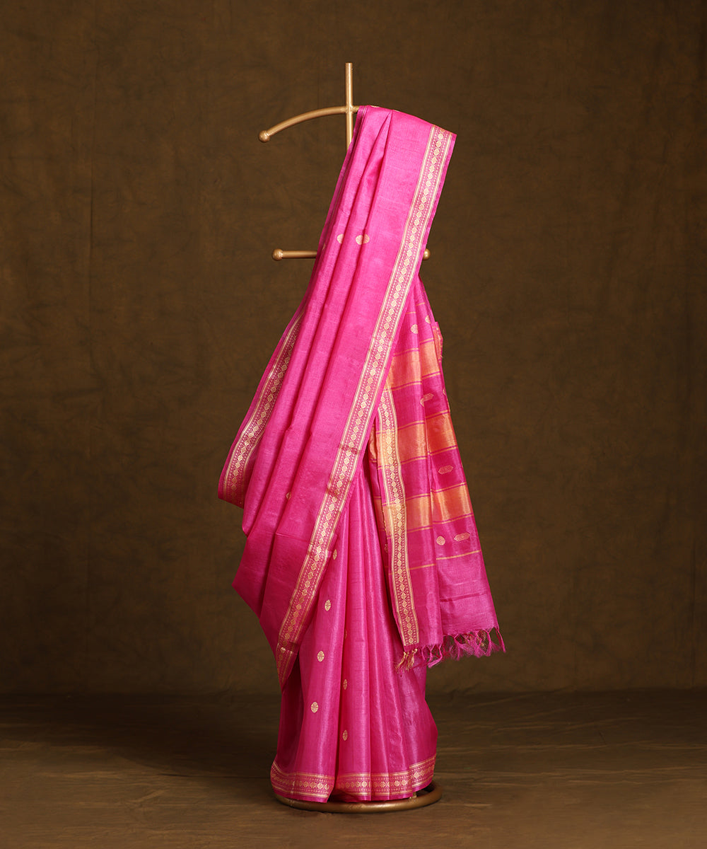 Pink_Handloom_Pure_Kosa_Silk_Saree_WeaverStory_01