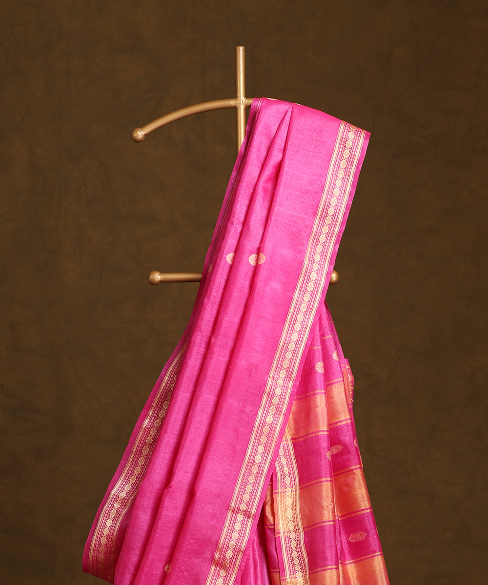 Pink_Handloom_Pure_Kosa_Silk_Saree_WeaverStory_02
