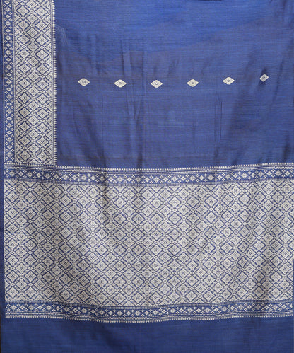 Blue_Handloom_Pure_Kosa_Silk_Saree_With_Thick_Geometrical_Border_WeaverStory_05