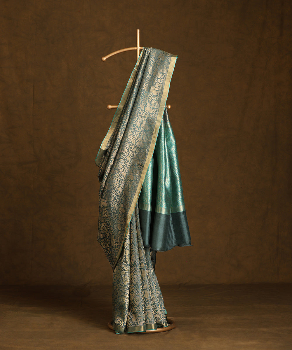 Deep_Blue_Handloom_Pure_Kosa_Silk_Saree_With_Heavy_Paisley_Zari_Jaal_WeaverStory_01