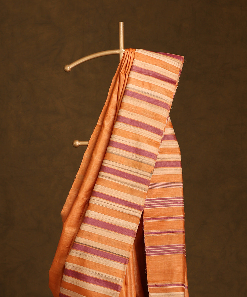 Pastel_Orange_Handloom_Pure_Kosa_Silk_Saree_With_Temple_Border_WeaverStory_02