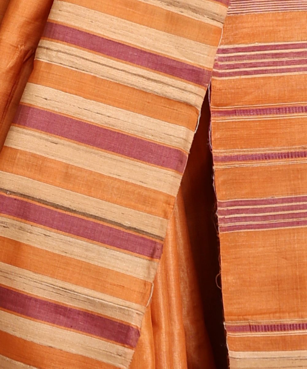 Pastel_Orange_Handloom_Pure_Kosa_Silk_Saree_With_Temple_Border_WeaverStory_04