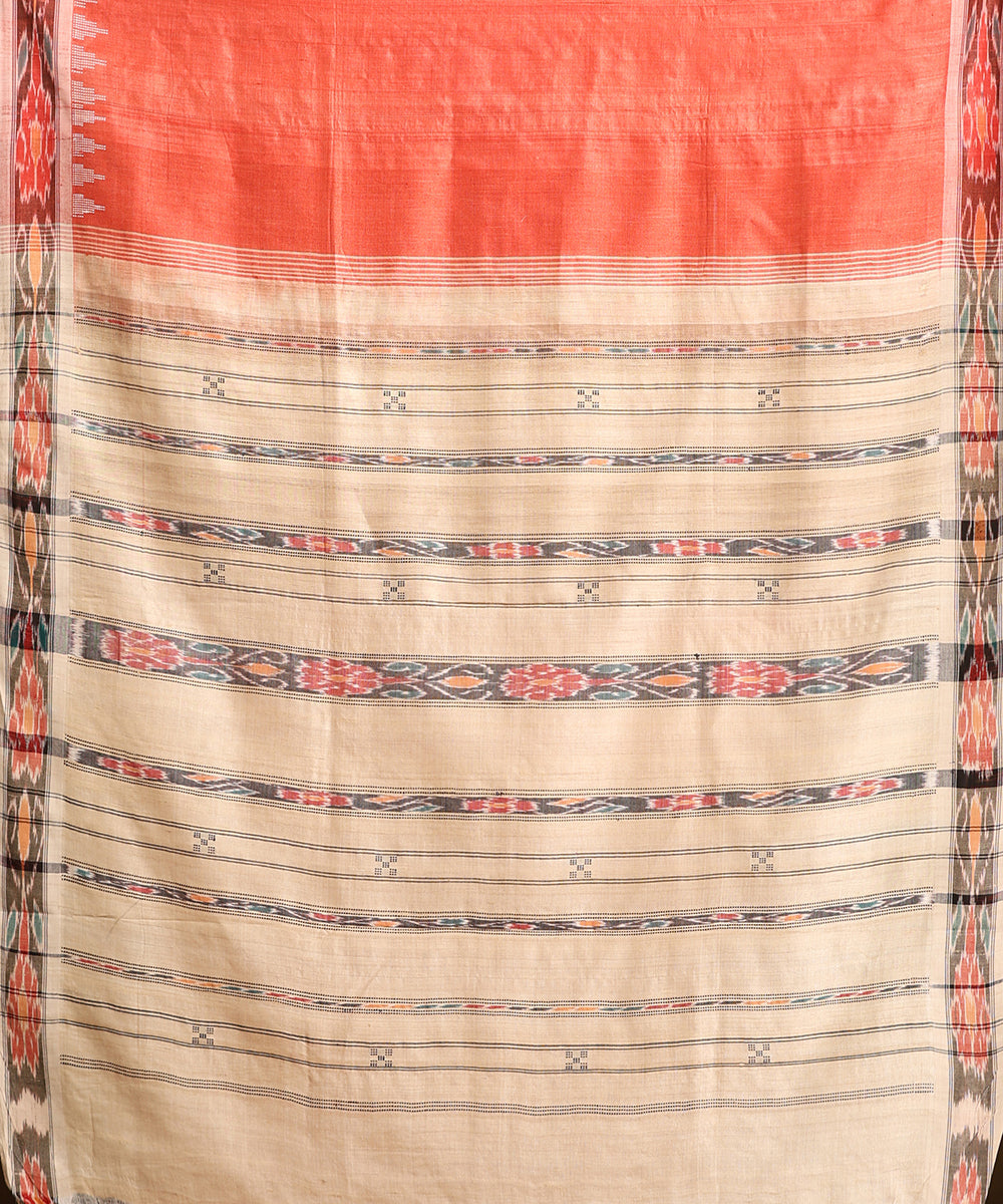 Handloom_Rust_Orange_Pure_Kosa_Silk_Saree_With_Ikat_Border_And_Palla_WeaverStory_05