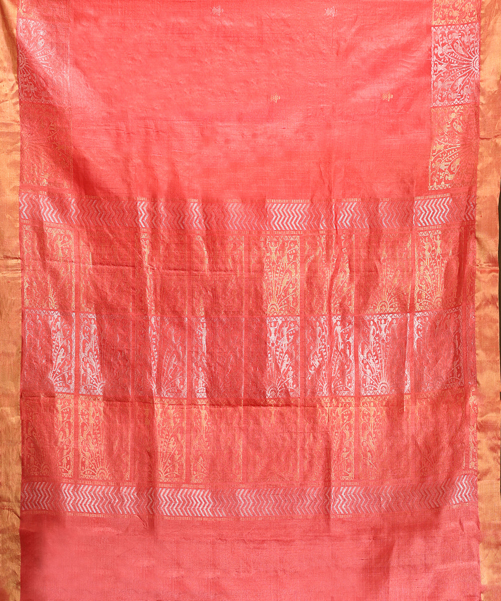 Coral_Pink_Handloom_Pure_Kosa_Silk_Saree_With_Zari_Border_WeaverStory_05