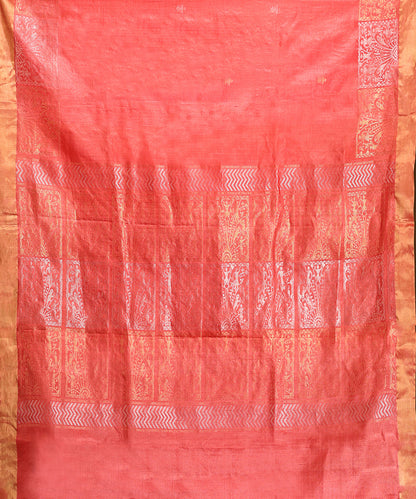 Coral_Pink_Handloom_Pure_Kosa_Silk_Saree_With_Zari_Border_WeaverStory_05