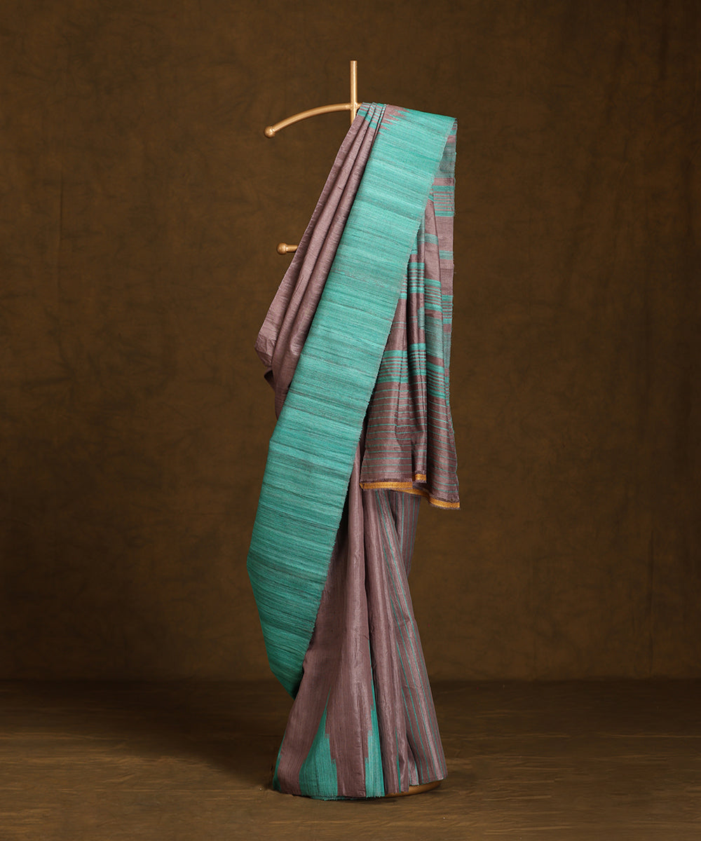 Mauve_Handloom_Pure_Kosa_Silk_Saree_With_Blue_Temple_Border_WeaverStory_01