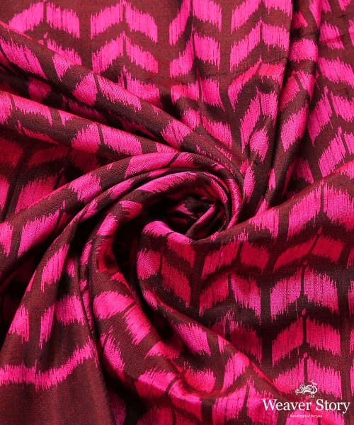 Wine_Handloom_Pure_Mulberry_Silk_Single_Ikat_Stole_WeaverStory_05