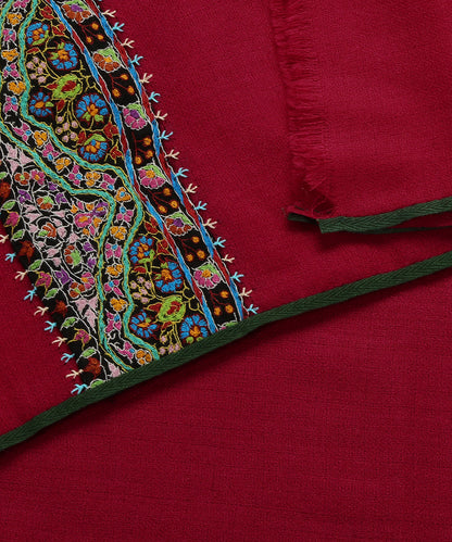 Handwoven_Red_Pure_Pashmina_Stole_With_Hand_Appliqued_Kalamkari_And_Sozni_Border_WeaverStory_04