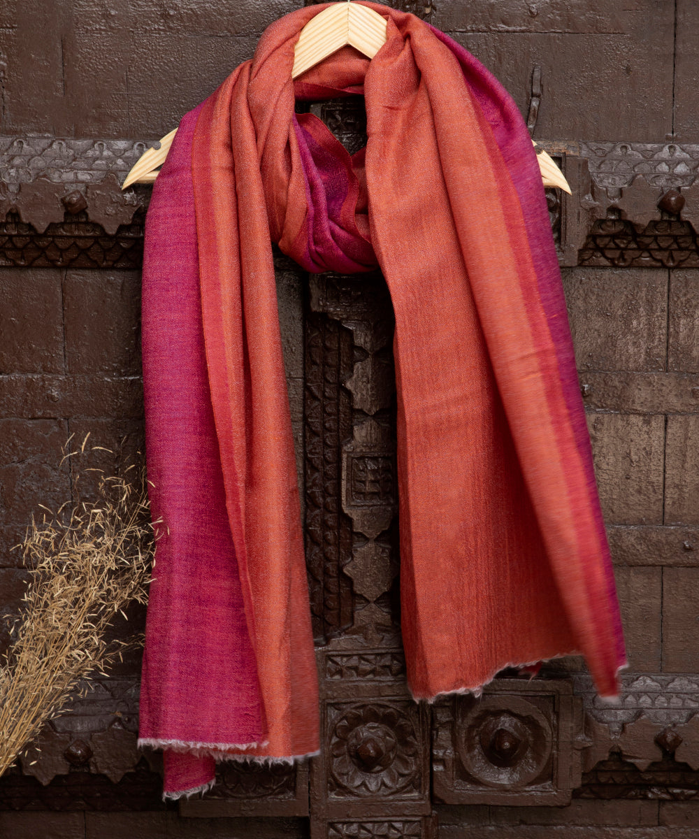Rust_And_Pink_Handwoven_Double_Shade_Pure_Pashmina_Ladies_Stole_WeaverStory_01