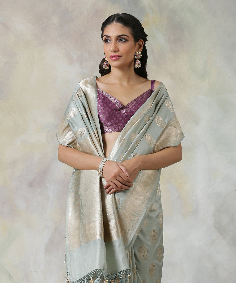 Tea_Green_Handloom_Banarasi_Saree_With_Floral_Motifs_WeaverStory_01